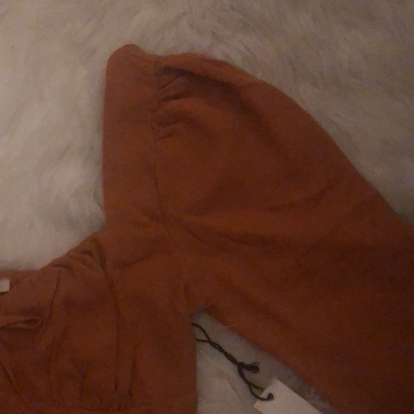 Orange bustier top with puff sleeves - Picture 3 of 6